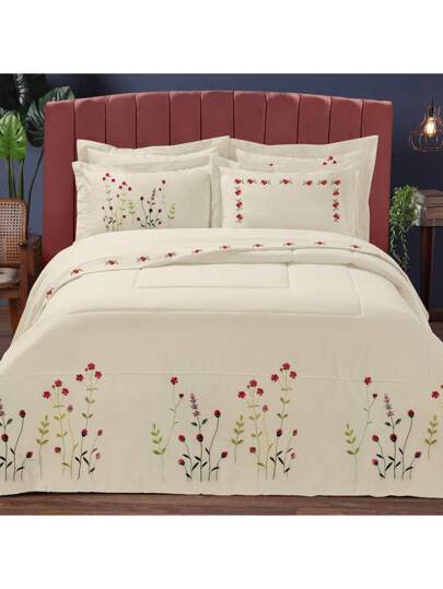 King Size Comforter 200 Thread Count Brushed 3-Piece Set Luna Embroidery