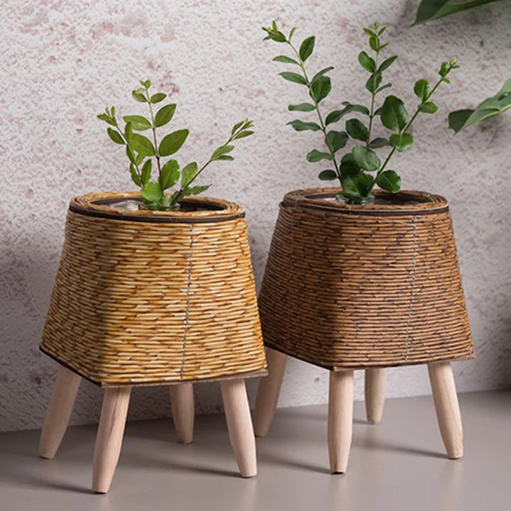 Green Garden Rattan Flower Stand