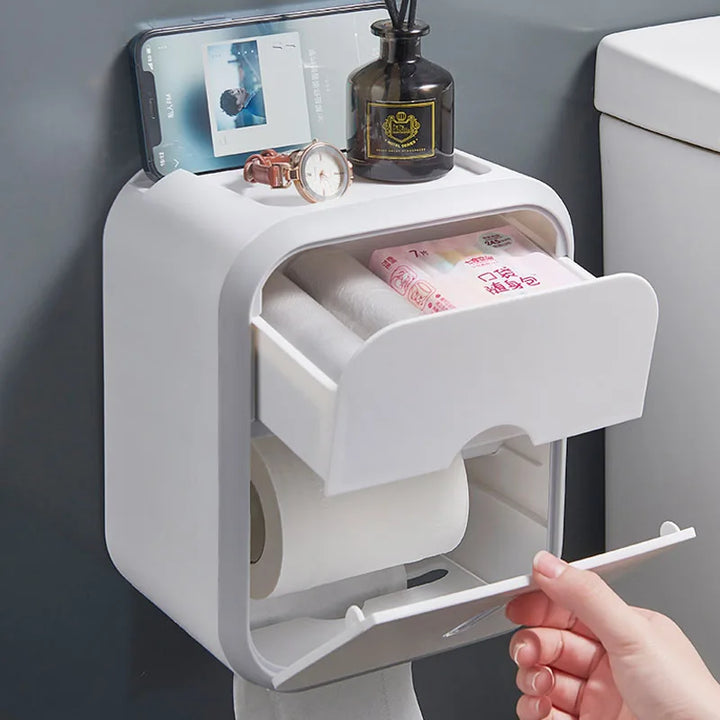 Toilet Paper Holder and Bathroom Organizer