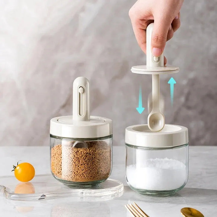 Spice Jar with Retractable Spoon